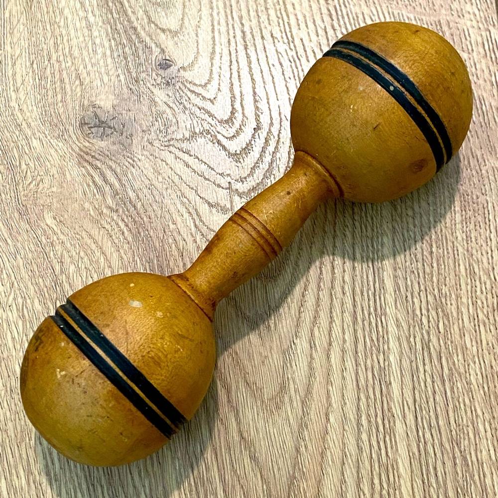 Vintage wooden dumbbell circa 1900